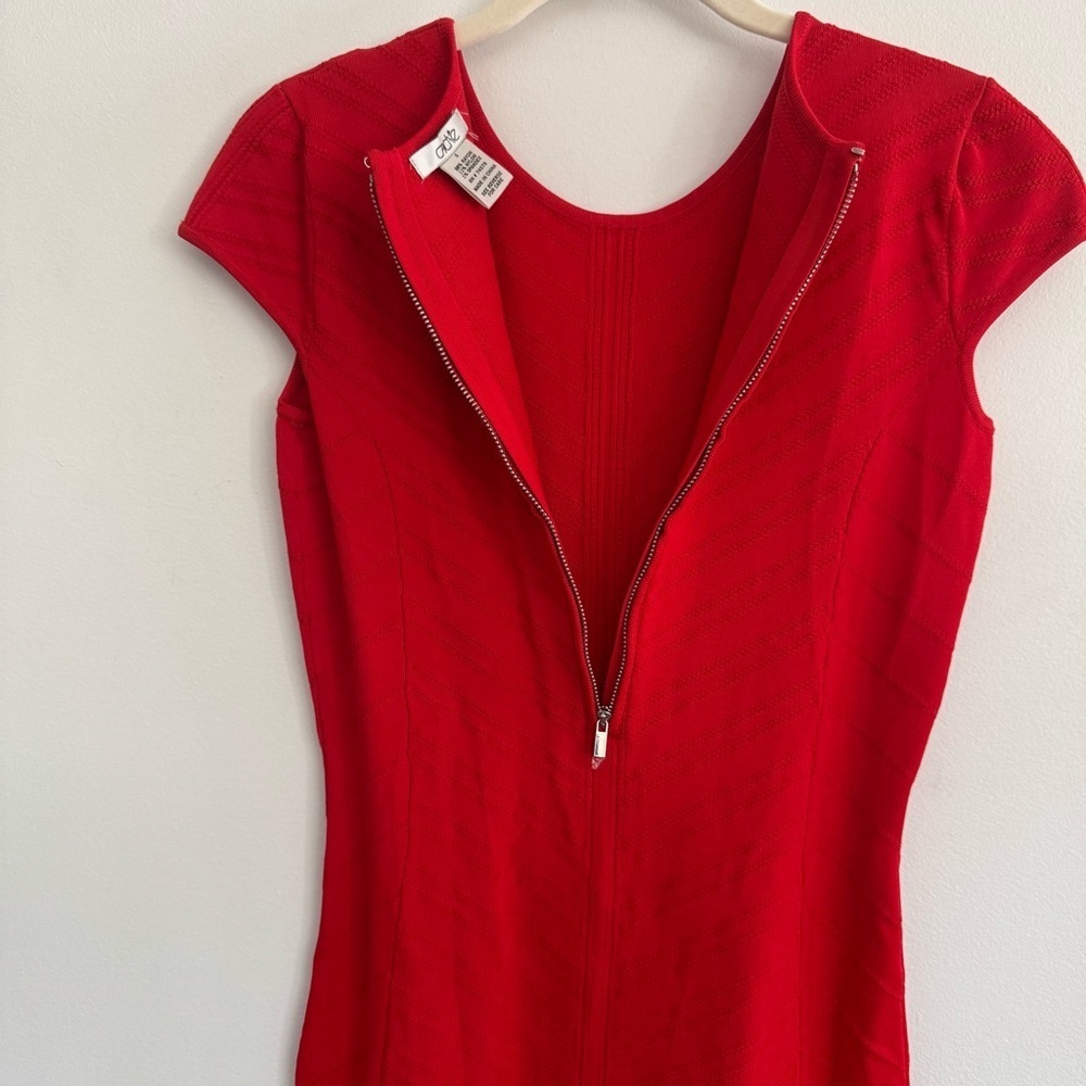 Vintage Y2K Cache Cherry Red Cap Sleeve Bodycon Dress Size Small - Picture 5 of 10
